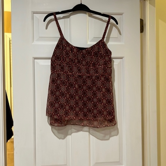 Ann Taylor Loft patterned chiffon babydoll top - Picture 1 of 5